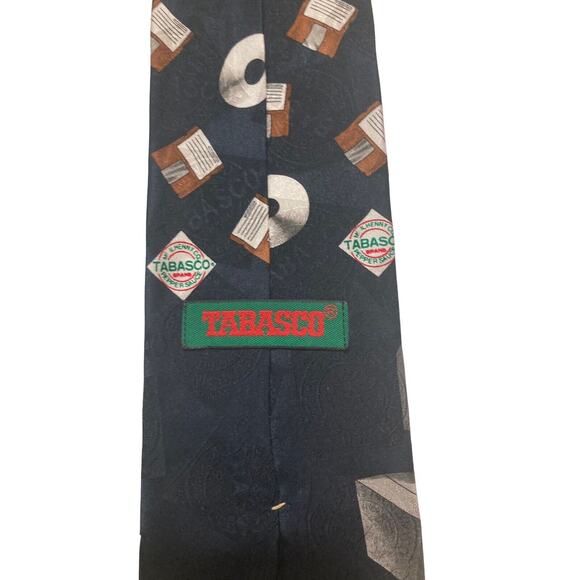 Tabasco Sauce Logo Vintage 90’s Computer Floppy Disk Keyboard Silk Necktie - Picture 4 of 7